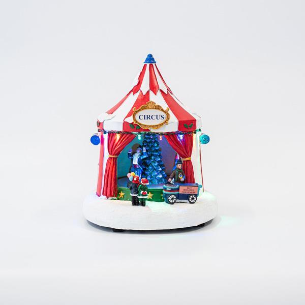 ESCENA DE NAVIDAD CIRCO, 10 LED, CON ADAPTADOR, CON MÚSICA Y MOVIMIENTO, 21,5x21x24,5cm