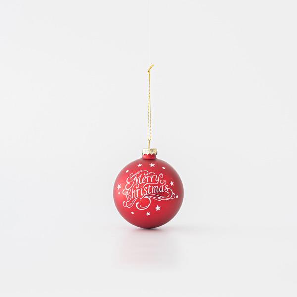 BOLA DE CRISTAL, ROJA, FELIZ NAVIDAD, SET 4UNDS, 10cm