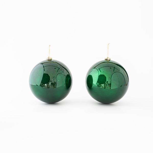 BOLA DE PLÁSTICO, VERDE, BRILLANTE, SET 2UNDS, 20cm