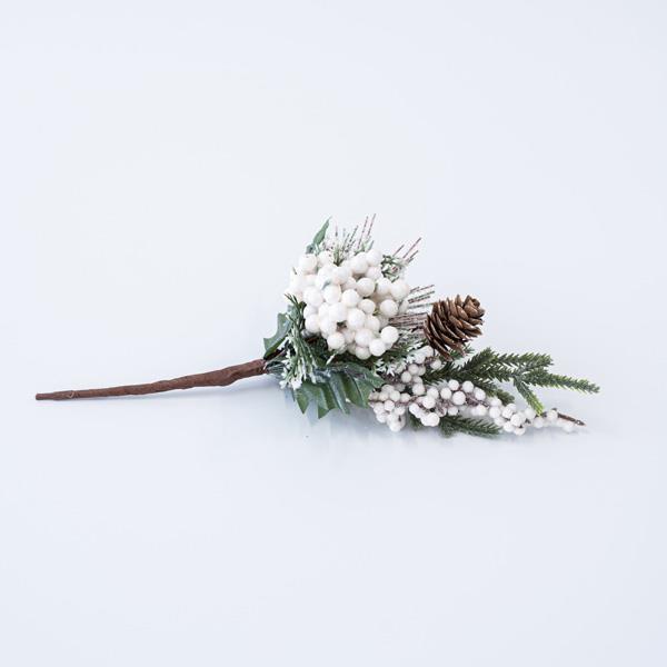 PICO CON HOJAS PIÑA Y DECORATIVOS BLANCOS 25cm
