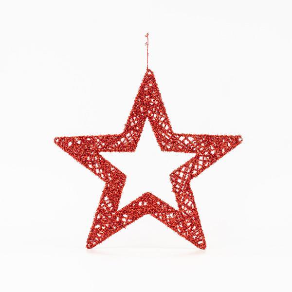 ESTRELLA PARA COLGAR, REJILLA, ROJA, 45cm