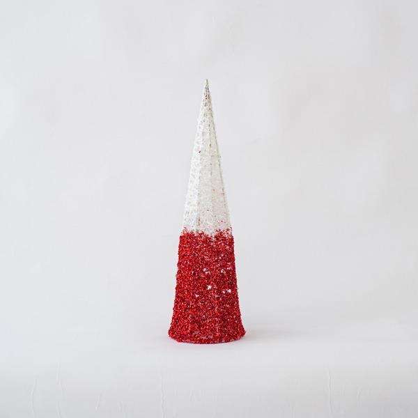 ARBOL CONO, BLANCO-ROJO, 14x50cm