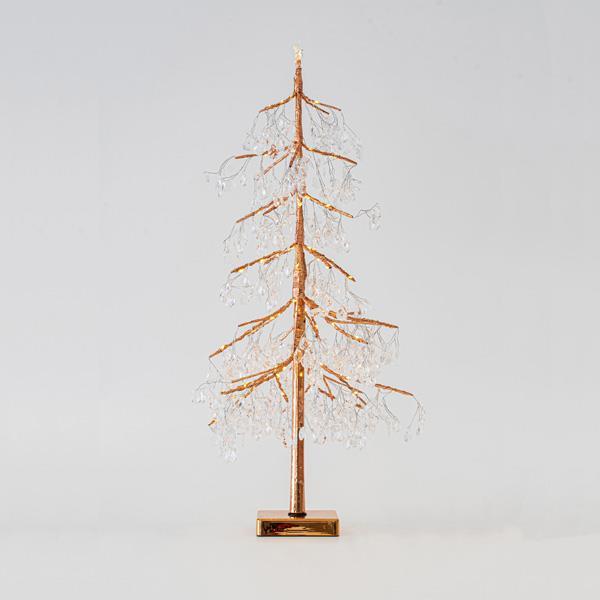 ÁRBOL DE BRONCE ACRÍLICO CON ESTRELLA SUPERIOR, ADAPTADOR FIJO, 80 MINI LED BLANCO CÁLIDO, 60cm, IP44