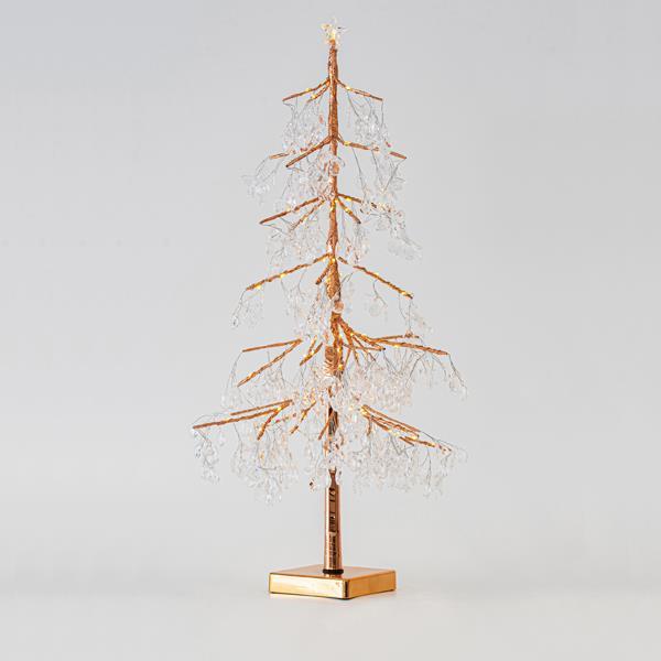 ÁRBOL DE BRONCE ACRÍLICO CON ESTRELLA SUPERIOR, A PILAS CON TEMPORIZADOR, 80 MINI LED BLANCO CÁLIDO, 60cm, IP20