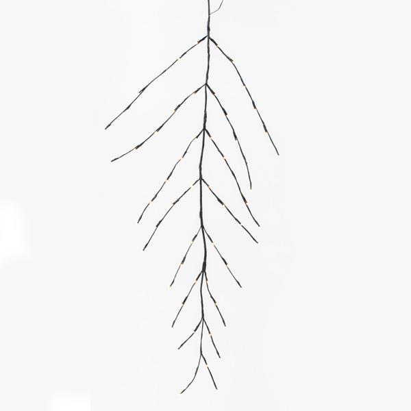 RAMA ILUMINADA, 60 LED BLANCO CÁLIDO, MARRÓN, FUNCIONA CON PILAS, CON TEMPORIZADOR, 150cm