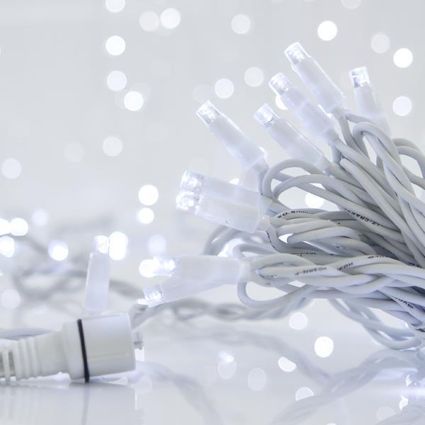 LÍNEA, 96 LED 5mm, 24V, CON 2 CONECTORES, CABLE DE GOMA BLANCA, LED BLANCO POR 10cm, JUEGO 5 LÍNEAS Y 1 EXTENSIÓN 300cm, ΙΡ65