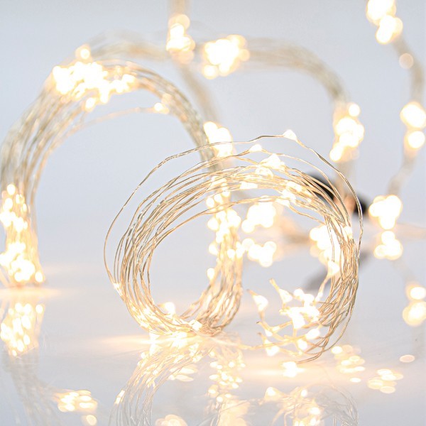 OCTOPUS, 200 MINI LED, ADAPTADOR DE 4,5 V, CABLE COLOR PLATEADO, LED DE LUZ DÍA POR 10 cm (10 LÍNEAS X 20 LED), CABLE DE 5 m, IP44