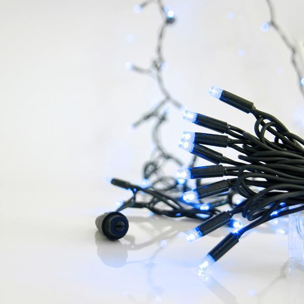 LÍNEA, 50 LED 5mm, CAJA DE BATERÍAS 3xAA CON TEMPORIZADOR, CABLE TRANSPARENTE, LED BLANCO CÁLIDO POR 10cm, CABLE 50cm, IP20