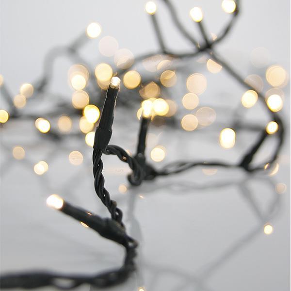 LÍNEA, 100 LED 3mm, ADAPTADOR 31V, M/H, CON MEMORIA, MANDO A DISTANCIA, TEMPORIZADOR Y DIMMER, CONECTOR HASTA 3, CABLE VERDE, LED BLANCO Y BLANCO CÁLIDO UNO A UNO, CADA 5cm, CABLE 3m, IP44