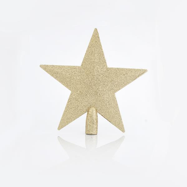 TOP ÁRBOL DE PLÁSTICO, ESTRELLA DORADA, CON BRILLO, 20,5cm