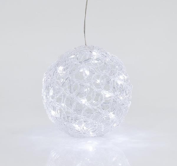 BOLA DE ACRILICO, 30 LED BLANCO, CON TRANSFORMADOR, 20cm, IP44