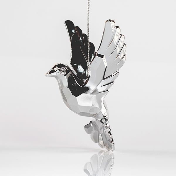 PAJARITO ACRILICO, PLATA, 10,2x7,6cm