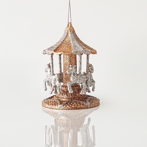 CARRUSEL DE ACRÍLICO, CON BRILLO DE CHAMPÁN, 7,5x10,8cm