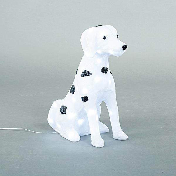 PERRO DÁLMATA ACRÍLICO, 4,5V, 60 LED BLANCO, CON ADAPTADOR, CABLE 500cm, 39x22x48cm, IP44