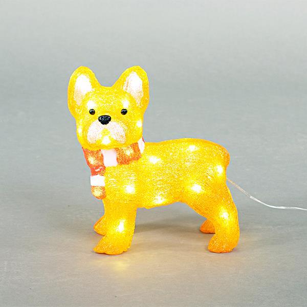 PERRO ACRÍLICO, 4,5V, 30 LED BLANCO, CON ADAPTADOR, CABLE 500cm, 28x15x30cm, IP44