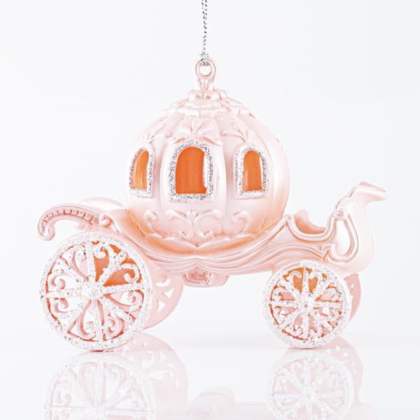 CARRITO CALABAZA ACRÍLICO ROSA CON BRILLO TRANSPARENTE 16x10cm