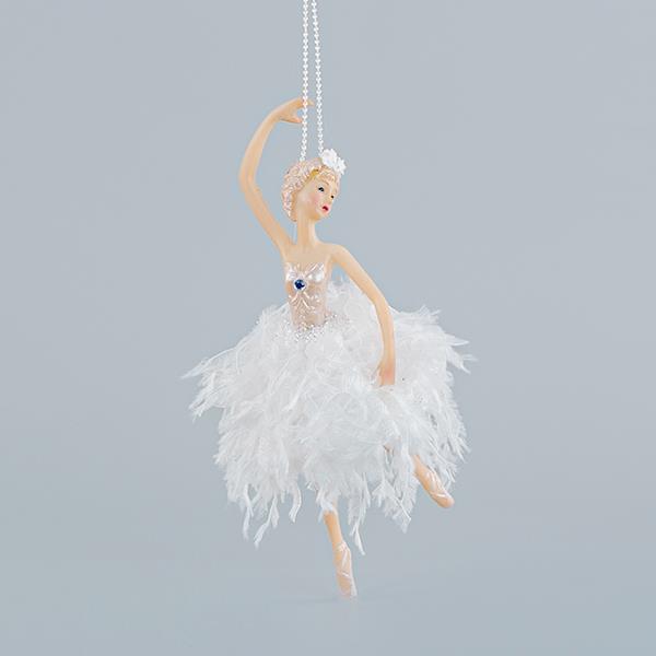 BAILARINA CON PLUMAS BLANCAS, PIROUETTE, 18cm