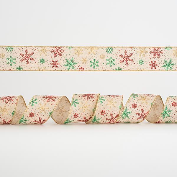 CINTA BEIGE CON MULTICOPOS DE NIEVE, 6,35cm, 10A