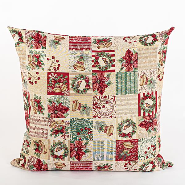 COJÍN GRANDE BEIGE CON MOTIVOS NAVIDEÑOS 75cm