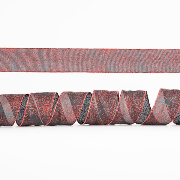 CINTA NEGRA, CON FLORES ROJAS GLITTER, 6,35cm, 10A