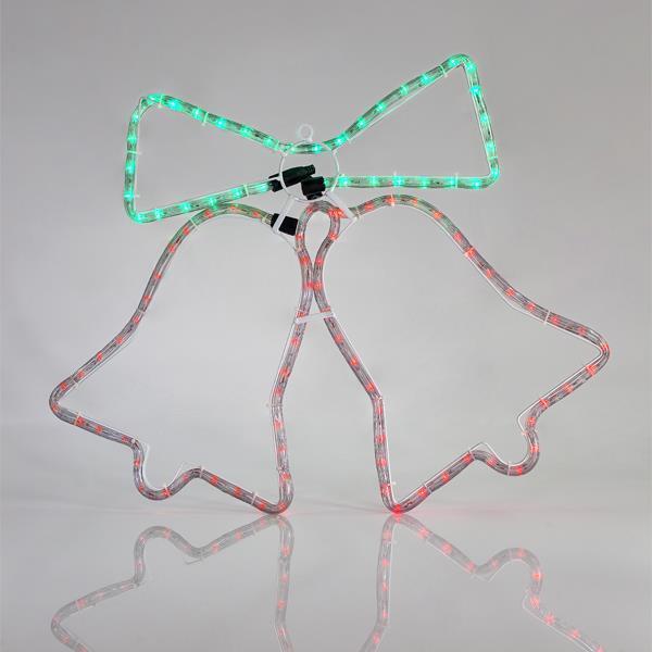 CAMPANA DOBLE, CABLE LUMINOSO LED 3m, 2 VIAS, CON PROGRAMA, ROJA - ROJA, 47x64cm, IP44