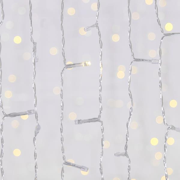 CORTINA, 240 FLASH LED 5mm, ADAPTADOR 36V, CONECTOR HASTA 3, CABLE TRANSPARENTE, LED BLANCO CÁLIDO (H100 x W200cm, 20 LÍNEAS x 12 LED), CABLE 3m, IP44