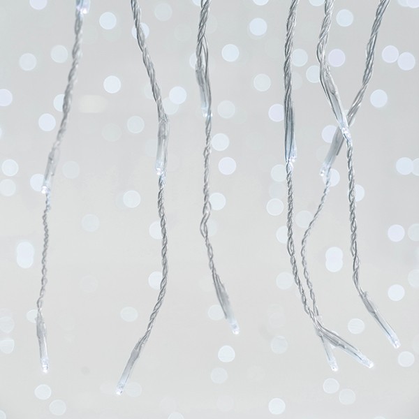 CORTINA, 240 LED 3mm, ADAPTADOR 31V CON NEVADA MULTIFUNCIÓN, HILO TRANSPARENTE, LED BLANCO (H100 x W200cm, 20 LÍNEAS x 12 LED), CABLE 3m, IP44