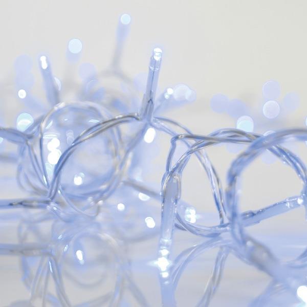 CORTINA, 240 LED 3mm, ADAPTADOR 31V, CONECTOR HASTA 3, CABLE TRANSPARENTE, LED AZUL (H100 x W200cm, 20 LÍNEAS x 12 LED), CABLE 3m, IP44