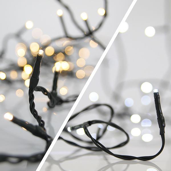 CORTINA, 360 LED 3mm, ADAPTADOR 31V CON MULTIFUNCION CON MEMORIA, MANDO A DISTANCIA, TEMPORIZADOR Y DIMMER, CONECTOR HASTA 3, CABLE TRANSPARENTE, LED BLANCO CALIDO Y BLANCO EN ALTERNANCIA AJUSTABLE (H200 x W200cm, 20 LÍNEAS x 18 LED), CABLE 3m , IP44