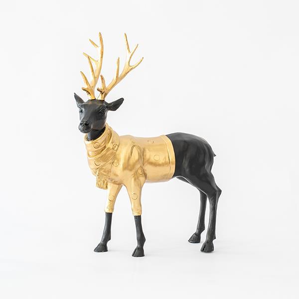 CIERVO DECORATIVO NEGRO CON DORADO 31x39,5cm