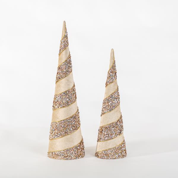 ÁRBOLES DECORATIVOS, CHAMPÁN, SET 2 PCS, 11,4x40,6cm Y 14x50,8cm
