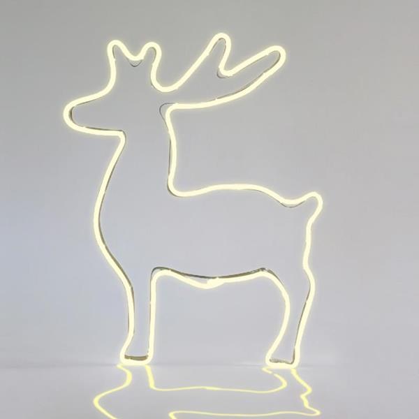 CIERVO, CABLE DE LUZ LED DE NEÓN DE 3 m, 2 VÍAS, BLANCO CÁLIDO, 51x65 cm, IP44