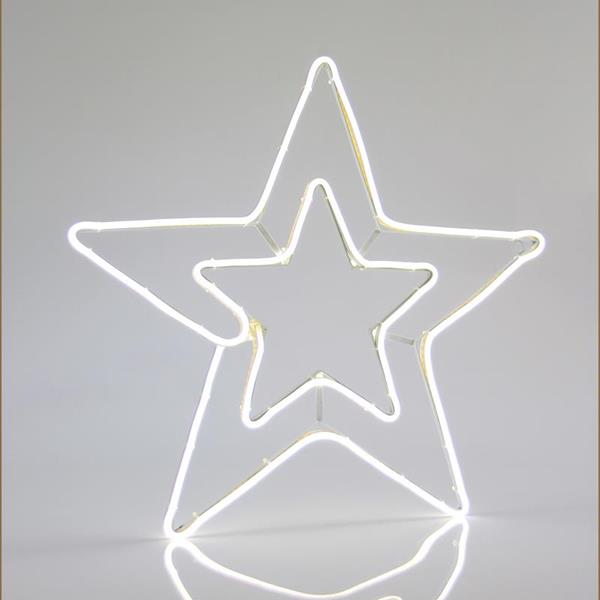 ESTRELLA DOBLE, CABLE DE LUZ LED DE NEÓN 3m, 2 VÍAS, BLANCO, 56x58cm, IP44