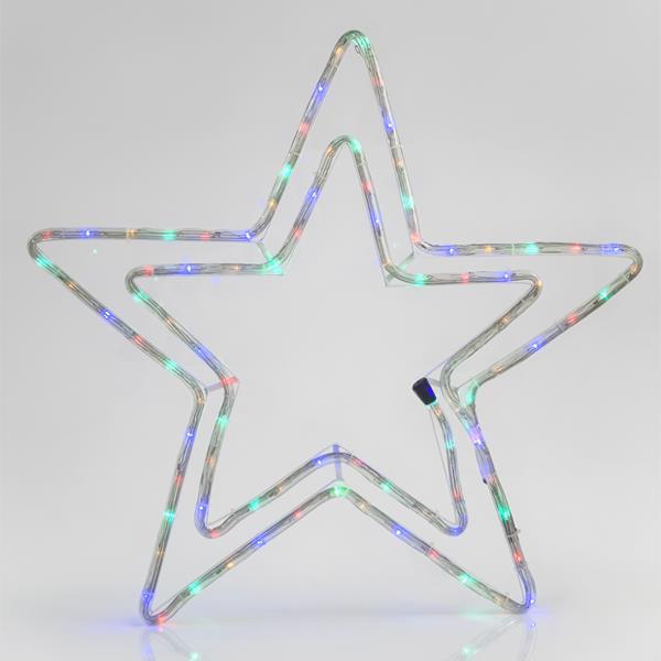 ESTRELLA DOBLE, CABLE LUMINOSO LED 3m, 2 VIAS, CON PROGRAMA, MULTI, 55x56cm, IP44