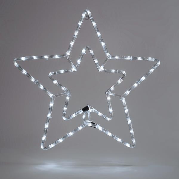 ESTRELLA DOBLE, CABLE LUMINOSO LED 3m, 2 VIAS, CON PROGRAMA, BLANCO, 55x56cm, IP44