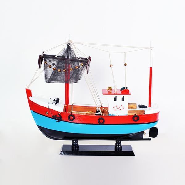 BARCO DE PESCA, ROJO-AZUL CLARO, 45x14x39cm