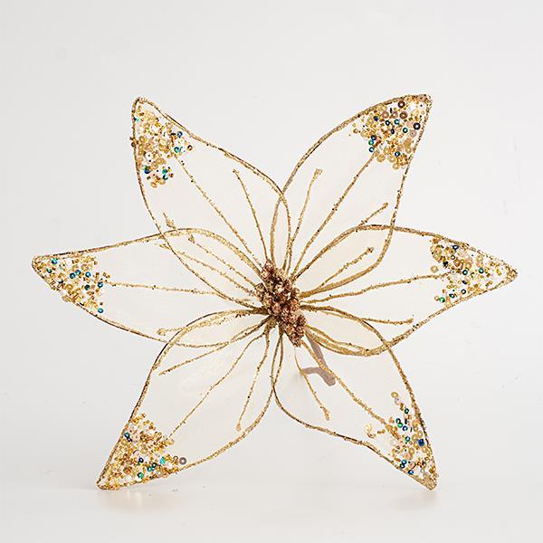 ORGANZA FLOR, CHAMPÁN TRANSPARENTE CON BRILLO, 30cm