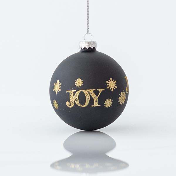 BOLA DE CRISTAL, NEGRO MATE, CON DISEÑOS DORADOS, SET 4PZS, 8cm