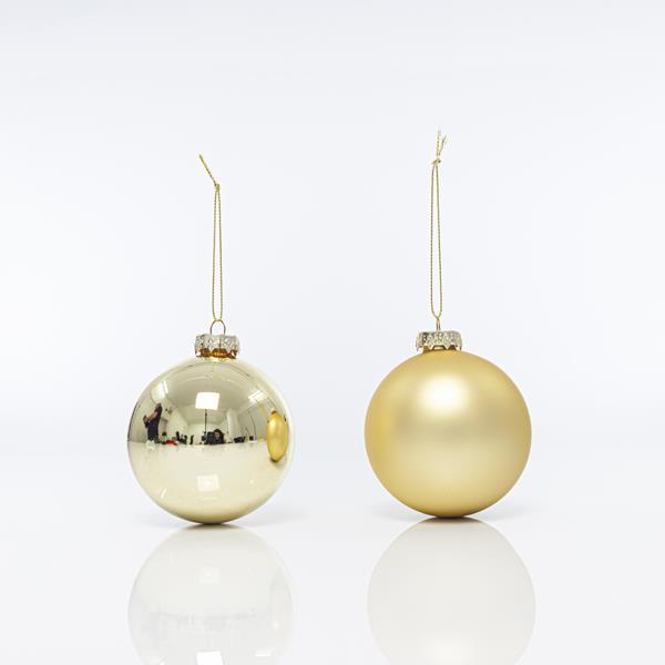 BOLA DE CRISTAL, DORADA, MATE Y BRILLANTE, SET 4 UDS, 8cm