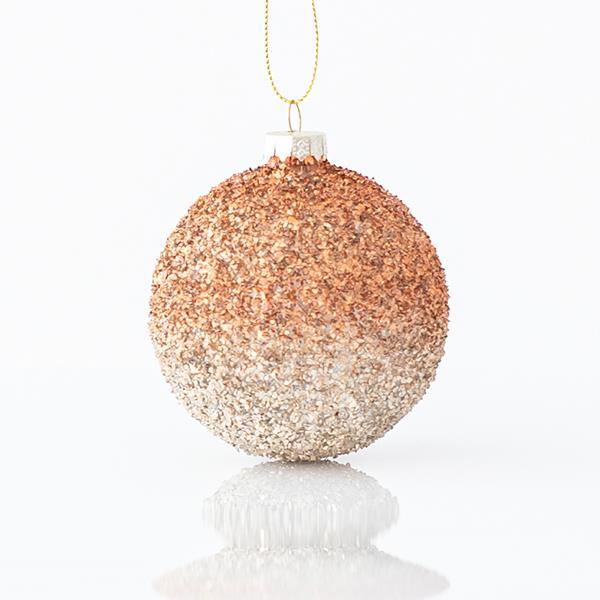 BOLA DE CRISTAL, BICOLOR MARRÓN, CON BRILLO, SET 4PZS, 8cm
