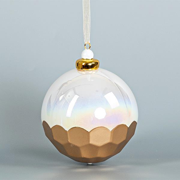 BOLA DE CRISTAL, BLANCO CON DISEÑOS DE PANAL DORADO, 9cm, UDS 1