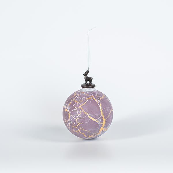 BOLA DE CRISTAL, CON RENO DE PORCELANA, ROSA POLVO CON PLEGADO, 10cm, UDS 1