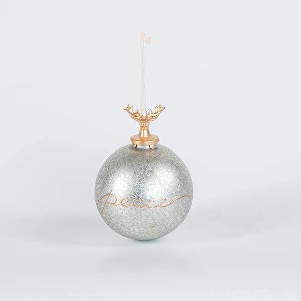 BOLA DE CRISTAL, CON RENO DE PORCELANA, GRIS, 10cm, UDS 1