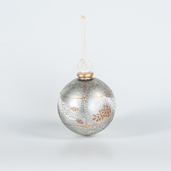 BOLA DE CRISTAL, CON COPO DE NIEVE DE PORCELANA, GRIS, 10cm, UDS 1