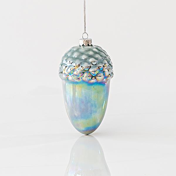 ADORNO DE VIDRIO, PINA IRIDISCENTE, MENTA, SET 2PZS, 7,9x14cm