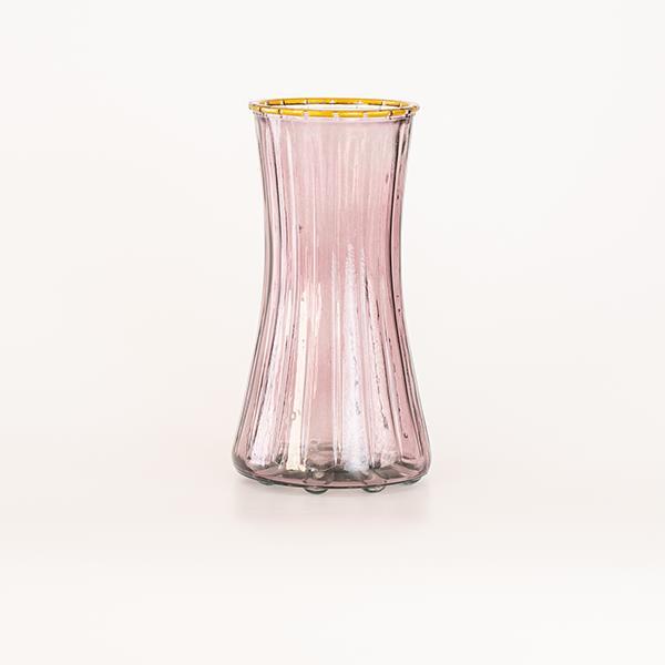 JARRON DE CRISTAL CON RAYAS EN RELIEVE, MORADO, 10,3x12,4x24cm