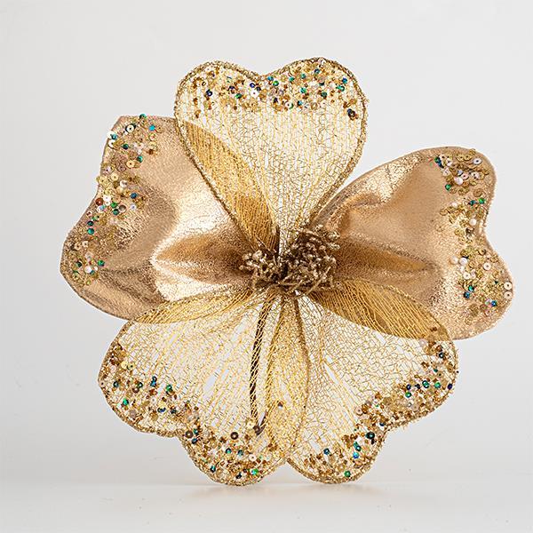 FLOR DE HIBISCO, CHAMPÁN, ORGANZA, 30cm