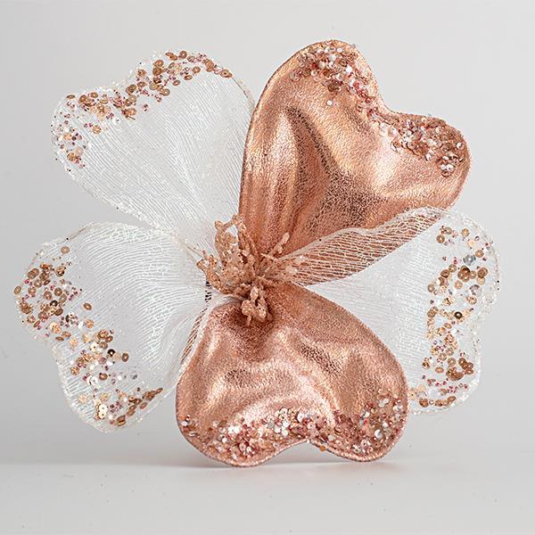 FLOR DE HIBISCO, ROSA, ORGANZA, 30cm