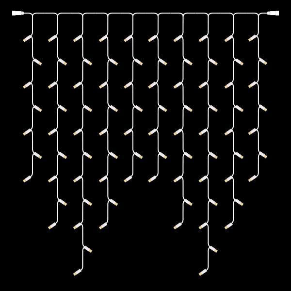 DIY ICICLE, 86 LED 5mm CON COPAS, 230V, CABLE DE CAUCHO BLANCO, LED BLANCO CÁLIDO (H110 x W100cm, 7/9/11/9/7), IP65 (SIN ENCHUFE)