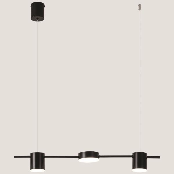 LUMINARIA COLGANTE TRIPLE LED 24W 75x150 NEGRO